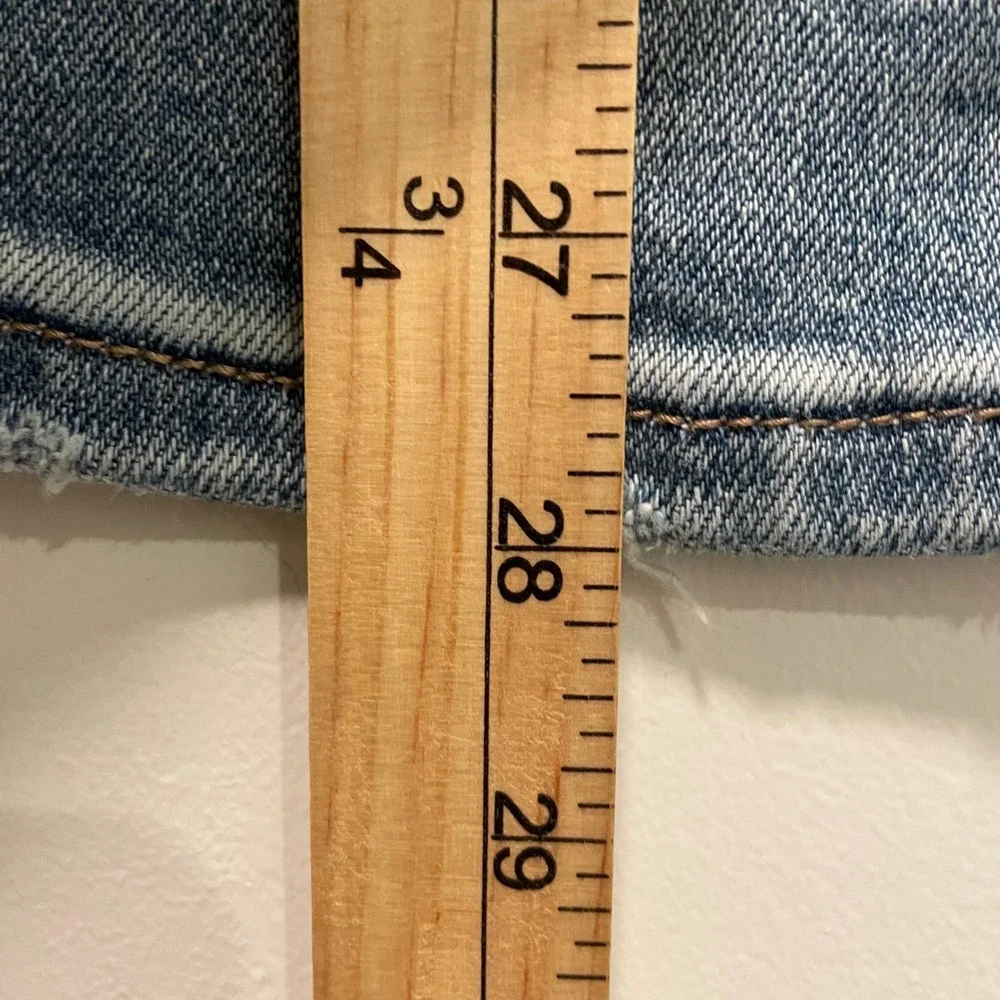 Mica Los Angeles Distressed Straight Leg Jeans Medium Wash MDP-T204 Womens 30